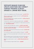 SERVSAFE MANAGE EXAM 2026&NewLine;UPDATE QUESTIONS AND CORRECT&NewLine;VERIFIED ANSWERS ALREADY&NewLine;GRADED A&plus; &lpar;BRAND NEW VISION&rpar;