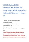 Vermont Private Applicator &NewLine;Certification Exam Questions And &NewLine;Correct Answers &lpar;Verified Answers&rpar; Plus &NewLine;Rationale 2027 Q&A&vert; Instant Download &NewLine;Pdf 
