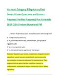 Vermont Category 9 Regulatory Pest &NewLine;Control Exam Questions and Correct &NewLine;Answers &lpar;Verified Answers&rpar; Plus Rationale &NewLine;2027 Q&A&vert; Instant Download Pdf