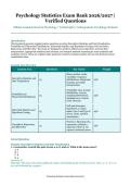 Psychology Statistics Exam Bank 2026&sol;2027 &ndash; Official Academic Board of Psychology &ndash; Verified Questions & Answers for Undergraduate Psychology Students