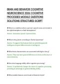 BRAIN AND BEHAVIOR COGNITIVE&NewLine;NEUROSCIENCE 2026 COGNITIVE&NewLine;PROCESSES MODULE QUESTIONS&NewLine;SOLUTIONS STRUCTURED SCRIPT&NewLine;