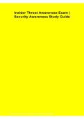 Insider Threat Awareness Exam Security Awareness Study Guide Questions and Answers Latest Version 2026&sol;2027 Comprehensive Review