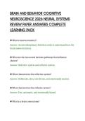BRAIN AND BEHAVIOR COGNITIVE&NewLine;NEUROSCIENCE 2026 NEURAL SYSTEMS&NewLine;REVIEW PAPER ANSWERS COMPLETE&NewLine;LEARNING PACK&NewLine;