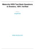 Maternity HESI Test Bank Questions &NewLine;& Answers&comma; 100&percnt; Verified