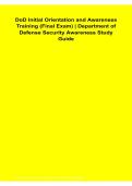 DoD Initial Orientation and Awareness Training Final Exam Department of Defense Security Study Guide Questions and Answers Latest Version 2026&sol;2027