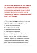TNCC 9TH EDITION EXAM PREPARATION GUIDE COMPLETE TEST BANK WITH 200 VERIFIED QUESTIONS COVERING PRIMARY SURVEY&comma; SHOCK RESUSCITATION&comma; SPINAL CORD INJURY&comma; BLUNT & PENETRATING TRAUMA&comma; MASSIVE TRANSFUSION&comma; AND EMERGENCY NURSING INTERVENTIONS WITH DETAILED RAT
