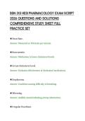 BSN 315 HESI PHARMACOLOGY EXAM SCRIPT&NewLine;2026 QUESTIONS AND SOLUTIONS&NewLine;COMPREHENSIVE STUDY SHEET FULL&NewLine;PRACTICE SET