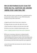 BSN 315 HESI PHARMACOLOGY EXAM TEST&NewLine;PAPER 2026 FULL QUESTIONS AND ANSWERS&NewLine;VERIFIED STUDY GUIDE FINAL PREP