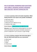 RN ATI Maternal Newborn Exam Questions and Correct Answers Study Guide