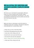 BSN 366 ACTUAL TEST QUESTIONS AND&NewLine;ACCURATE ANSWERS COMPLETE REVIEW&NewLine;SHEET&NewLine;