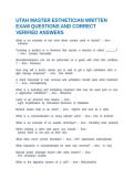 UTAH MASTER ESTHETICIAN WRITTEN EXAM QUESTIONS AND CORRECT VERIFIED ANSWERS