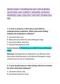 NR293 Exam 3 Pharmacology for Nursing Questions and Correct Answers Study Guide