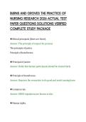BURNS AND GROVES THE PRACTICE OF&NewLine;NURSING RESEARCH 2026 ACTUAL TEST&NewLine;PAPER QUESTIONS SOLUTIONS VERIFIED&NewLine;COMPLETE STUDY PACKAGE