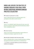 BURNS AND GROVES THE PRACTICE OF&NewLine;NURSING RESEARCH 2026 FINAL PAPER&NewLine;REVIEW QUESTIONS ANSWERS BUNDLED&NewLine;PRACTICE COLLECTION&NewLine;
