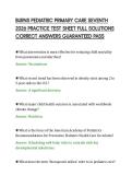 BURNS PEDIATRIC PRIMARY CARE SEVENTH&NewLine;2026 PRACTICE TEST SHEET FULL SOLUTIONS&NewLine;CORRECT ANSWERS GUARANTEED PASS&NewLine;