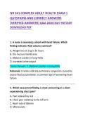 NR 341 Complex Adult Health Exam 1 Questions and Correct Answers Study Guide