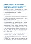 CCS EXAM PREPARATION&comma; DOMAIN 4&colon; REGULATORY COMPLIANCE QUESTIONS AND CORRECT VERIFIED ANSWERS