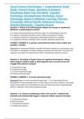 Social Science &lpar;Psychology&rpar; &vert; Comprehensive Study Guide&comma; Practice Exam&comma; Questions & Answers&comma; Psychology Exam Prep Test Bank&comma; Cognitive Psychology&comma; Developmental Psychology&comma; Social Psychology&comma; Research Methods&comma; Learning Theories&comma; Personality&comma; Mental Health