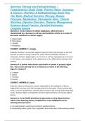 Nutrition Therapy and Pathophysiology &vert; Comprehensive Study Guide&comma; Practice Exam&comma; Questions & Answers&comma; Nutrition & Pathophysiology Exam Prep Test Bank&comma; Medical Nutrition Therapy&comma; Disease Processes&comma; Metabolism&comma; Therapeutic Diets&comma; Clinical Nutrition&comma; Digest