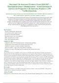 Maryland Life Insurance Producer Exam 2026&sol;2027 -&NewLine;Maryland Insurance Administration - Actual Questions &&NewLine;Answers for Prospective Life Insurance Producers &vert; 250&NewLine;Verified Questions