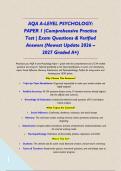 AQA A-LEVEL PSYCHOLOGY&colon; PAPER 1 &vert;Comprehensive Practice Test &vert; Exam Questions & Verified Answers &lpar;Newest Update 2026 &ndash; 2027 Graded A&plus;&rpar;&NewLine;