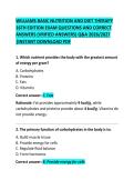 Williams&rsquo; Basic Nutrition and Diet Therapy 16th Edition Exam Questions and Correct Answers &ndash; Comprehensive Nutrition Study Guide