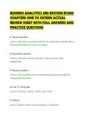 BUSINESS ANALYTICS 3RD EDITION EVANS&NewLine;CHAPTERS ONE TO SIXTEEN ACTUAL&NewLine;REVIEW SHEET WITH FULL ANSWERS AND&NewLine;PRACTICE QUESTIONS
