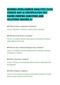 BUSINESS INTELLIGENCE ANALYTICS DATA&NewLine;SCIENCE AND AI CERTIFICATION TEST&NewLine;PAPER VERIFIED QUESTIONS AND&NewLine;SOLUTIONS GRADED A&plus;