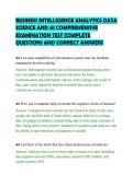 BUSINESS INTELLIGENCE ANALYTICS DATA&NewLine;SCIENCE AND AI COMPREHENSIVE&NewLine;EXAMINATION TEST COMPLETE&NewLine;QUESTIONS AND CORRECT ANSWERS&NewLine;