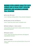 BUSINESS INTELLIGENCE ANALYTICS DATA&NewLine;SCIENCE AND AI EXAM SCRIPT UPDATED&NewLine;QUESTIONS AND ACCURATE ANSWERS&NewLine;FULL SOLUTION