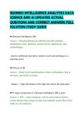 BUSINESS INTELLIGENCE ANALYTICS DATA&NewLine;SCIENCE AND AI UPDATED ACTUAL&NewLine;QUESTIONS AND CORRECT ANSWERS FULL&NewLine;SOLUTION STUDY GUIDE