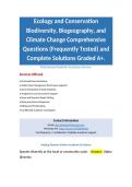Ecology and Conservation Biodiversity&comma; Biogeography&comma; and Climate Change Comprehensive Questions &lpar;Frequently Tested&rpar; and Complete Solutions Graded A&plus;