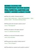 BUSINESS STATISTICS FOR&NewLine;CONTEMPORARY DECISION MAKING&NewLine;FINAL PAPER FULL QUESTIONS AND&NewLine;CORRECT ANSWERS ALREADY PASSED