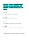 BUSINESS TECHNOLOGY AND SOCIETY&NewLine;UPDATED ACTUAL QUESTIONS AND&NewLine;CORRECT ANSWERS COMPLETE STUDY&NewLine;GUIDE