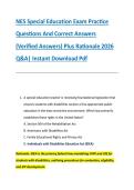 NES Special Education Exam Practice &NewLine;Questions And Correct Answers &NewLine;&lpar;Verified Answers&rpar; Plus Rationale 2026 &NewLine;Q&A&vert; Instant Download Pdf