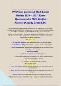 PN Pharm practice A 2023 &vert;Latest Update 2026 &ndash; 2027&vert; Exam Questions with 100&percnt; Verified Answers &lpar;Already Graded A&plus;&rpar;&NewLine;