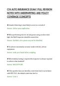 C14 AUTO INSURANCE EXAM 1 FULL REVISION&NewLine;NOTES WITH UNDERWRITING AND POLICY&NewLine;COVERAGE CONCEPTS