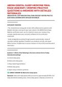 ABDSM DENTAL SLEEP MEDICINE FINAL EXAM 2026&sol;2027 &vert; VERIFIED PRACTICE QUESTIONS & ANSWERS WITH DETAILED RATIONALES