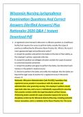 Wisconsin Nursing Jurisprudence &NewLine;Examination Questions And Correct &NewLine;Answers &lpar;Verified Answers&rpar; Plus &NewLine;Rationales 2026 Q&A &vert; Instant &NewLine;Download Pdf 