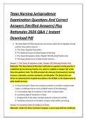 Texas Nursing Jurisprudence &NewLine;Examination Questions And Correct &NewLine;Answers &lpar;Verified Answers&rpar; Plus &NewLine;Rationales 2026 Q&A &vert; Instant &NewLine;Download Pdf 