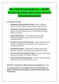 NSG 3450 Mental Health Key &ndash; EXAM 1 &NewLine;Practice Questions with Correct Answers &NewLine;& Detailed Rationales
