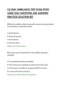 CA DMV AMBULANCE TEST EXAM STUDY&NewLine;GUIDE 2026 QUESTIONS AND ANSWERS&NewLine;PRACTICE SOLUTION SET&NewLine;