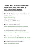 CA DMV AMBULANCE TEST EXAMINATION&NewLine;TEST PAPER 2026 FULL QUESTIONS AND&NewLine;SOLUTIONS VERIFIED ANSWERS&NewLine;