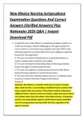 New Mexico Nursing Jurisprudence &NewLine;Examination Questions And Correct &NewLine;Answers &lpar;Verified Answers&rpar; Plus &NewLine;Rationales 2026 Q&A &vert; Instant &NewLine;Download Pdf 