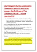 New Hampshire Nursing Jurisprudence &NewLine;Examination Questions And Correct &NewLine;Answers &lpar;Verified Answers&rpar; Plus &NewLine;Rationales 2026 Q&A &vert; Instant &NewLine;Download Pdf 