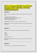 HESI A2 Entrance 2026&sol;2027 Exam Practice &NewLine;Questions WITH VERIFIED ANSWERS &NewLine;WITH RATIONALES