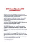 NU 411 Exam 1 Questions With Complete Answers