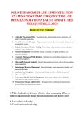 POLICE LEADERSHIP AND ADMINISTRATION &NewLine;EXAMINATION COMPLETE QUESTIONS AND &NewLine;DETAILED SOLUTIONS LATEST UPDATE THIS &NewLine;YEAR JUST RELEASED