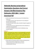 Nebraska Nursing Jurisprudence &NewLine;Examination Questions And Correct &NewLine;Answers &lpar;Verified Answers&rpar; Plus &NewLine;Rationales 2026 Q&A &vert; Instant &NewLine;Download Pdf 