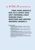      FINAL EXAM&colon; NUR2513&sol; NUR 2513 &lpar;LATEST 2026&sol; 2027&rpar; MATERNAL-CHILD NURSING EXAM &vert; QUESTIONS AND VERIFIED ANSWERS&vert; GRADED A - RASMUSSEN
